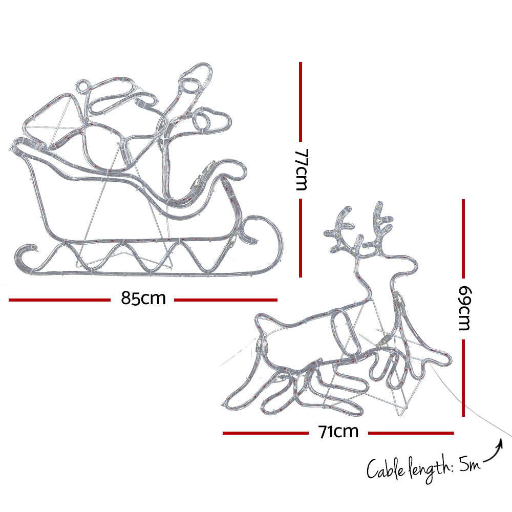 Jingle Jollys 806 LED Reindeer Sleigh Christmas Lights Multi-Coloured