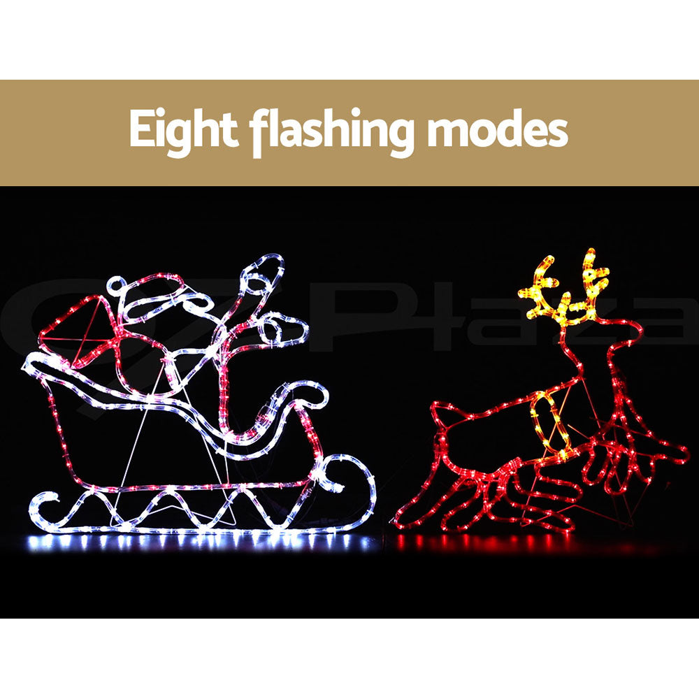 Jingle Jollys 806 LED Reindeer Sleigh Christmas Lights Multi-Coloured