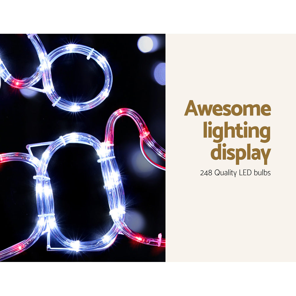 Jingle Jollys 1M Christmas Lights 248 LED Santa Motif Multi-Coloured