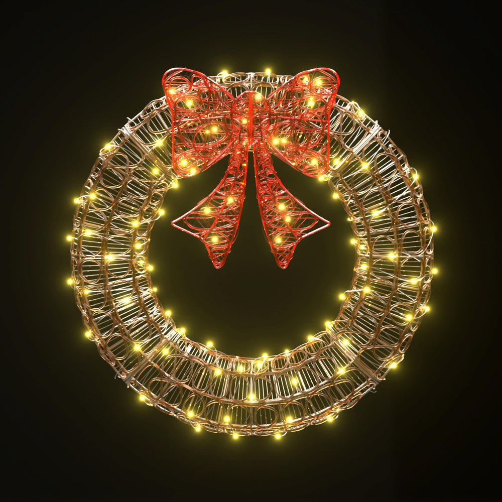 Jingle Jollys Solar Christmas Wreath 60cm 160 LED Lights