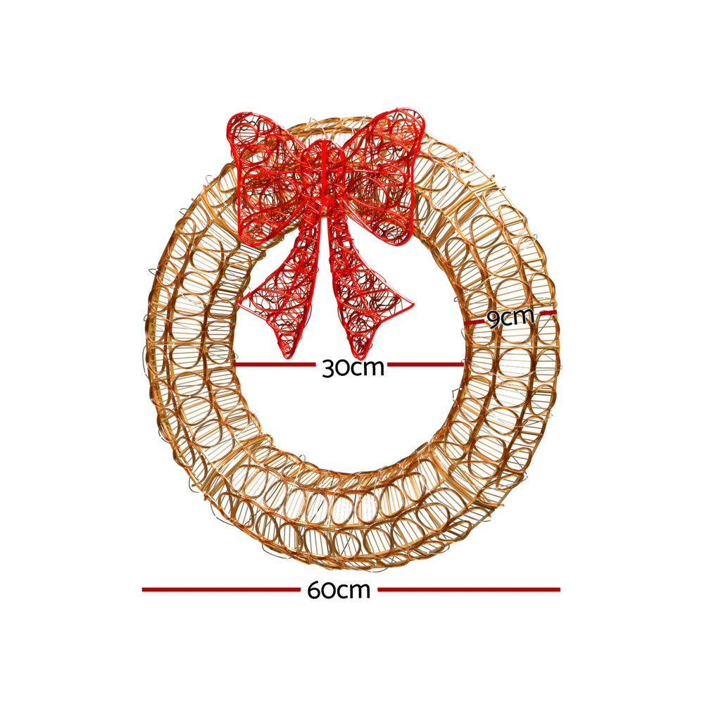 Jingle Jollys 0.6M Solar LED Christmas Wreath 160 Lights