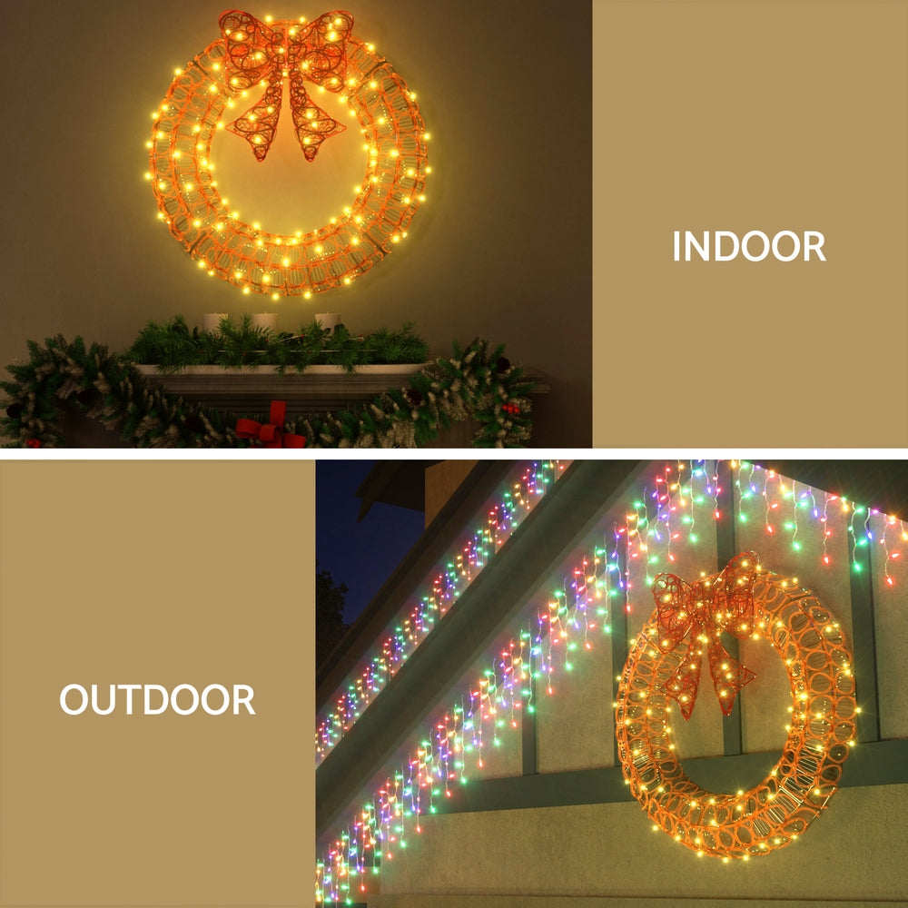 Jingle Jollys 0.6M Solar LED Christmas Wreath 160 Lights