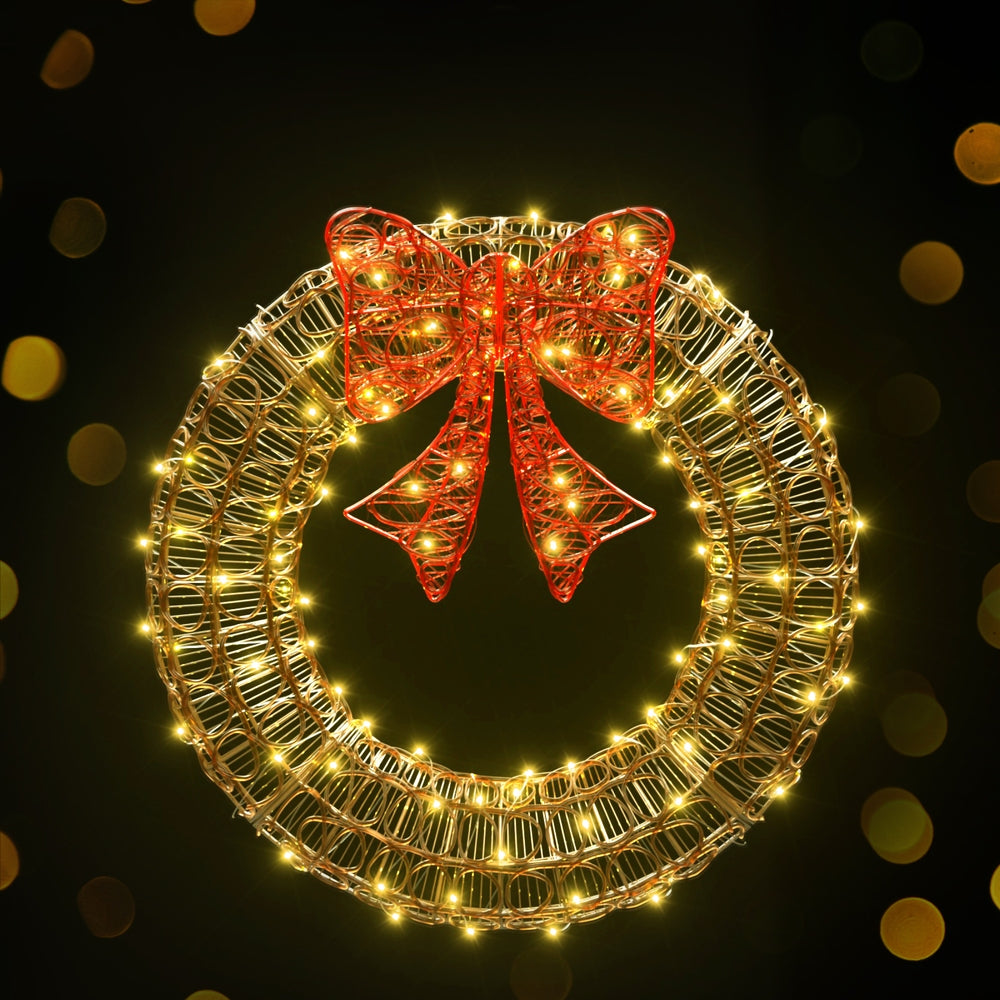 Jingle Jollys 0.6M Solar LED Christmas Wreath 160 Lights