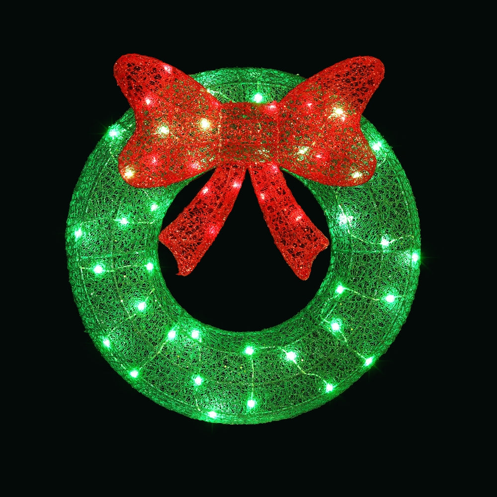 Jingle Jollys 60cm LED Solar Christmas Wreath Warm-White