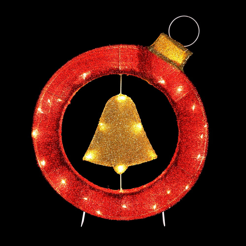 Jingle Jollys 60cm LED Bell Wreath Christmas Lights with 30 LEDs