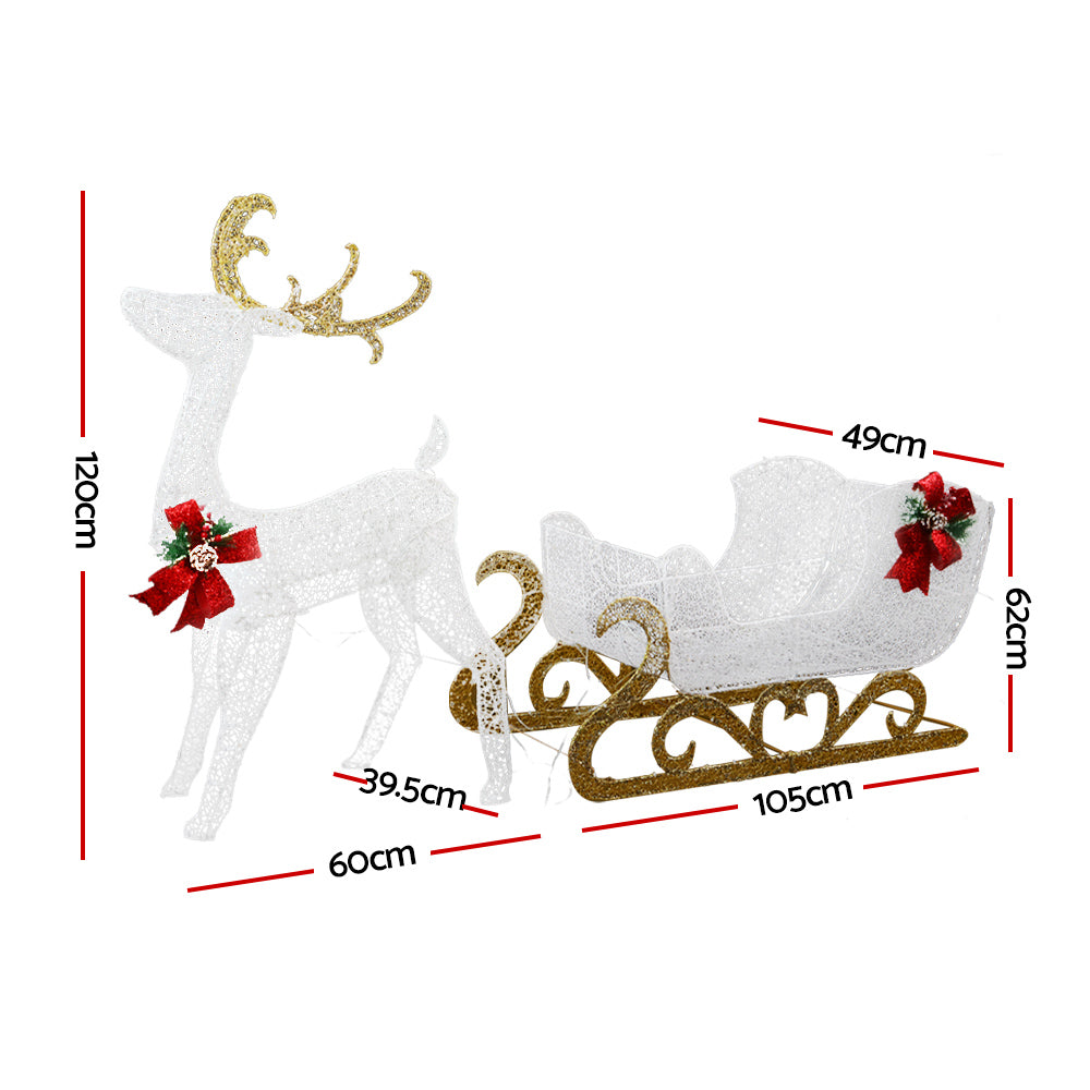Jingle Jollys 215 LED Reindeer Sleigh Christmas Lights Outdoor Decorations