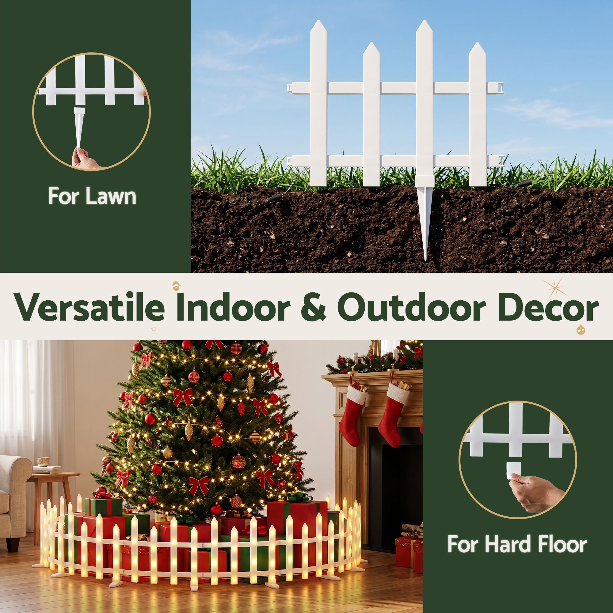 Jingle Jollys 3m Solar Christmas Fence Lights Outdoor Garden Path Decor Warm White 8pc