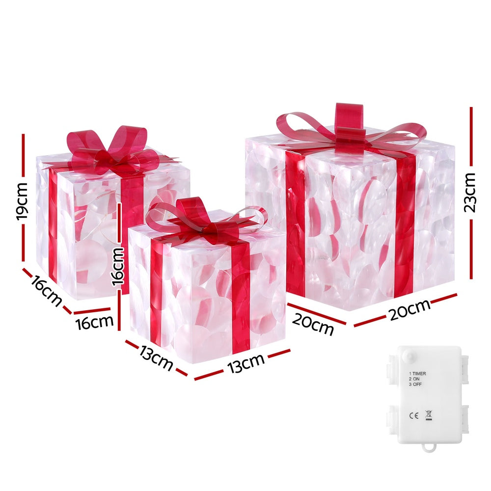 Jingle Jollys 3-Piece LED Fairy Light Gift Boxes Christmas Decor