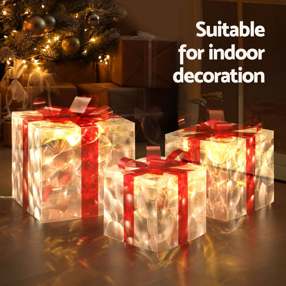 Jingle Jollys 3-Piece LED Fairy Light Gift Boxes Christmas Decor