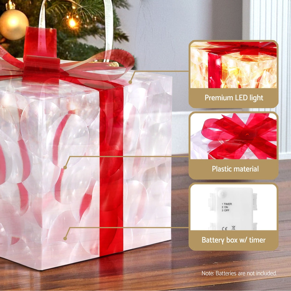 Jingle Jollys 3-Piece LED Fairy Light Gift Boxes Christmas Decor