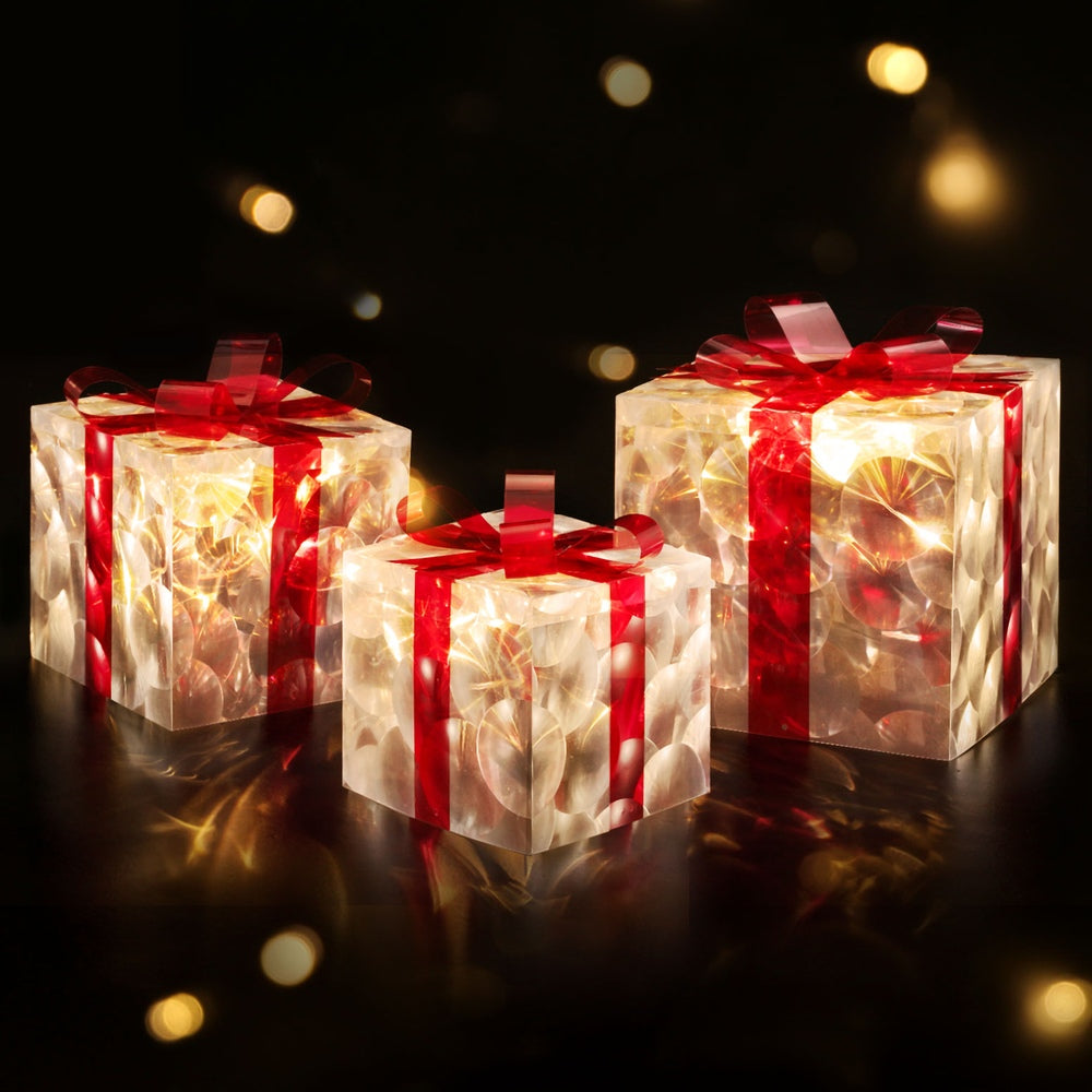 Jingle Jollys 3-Piece LED Fairy Light Gift Boxes Christmas Decor