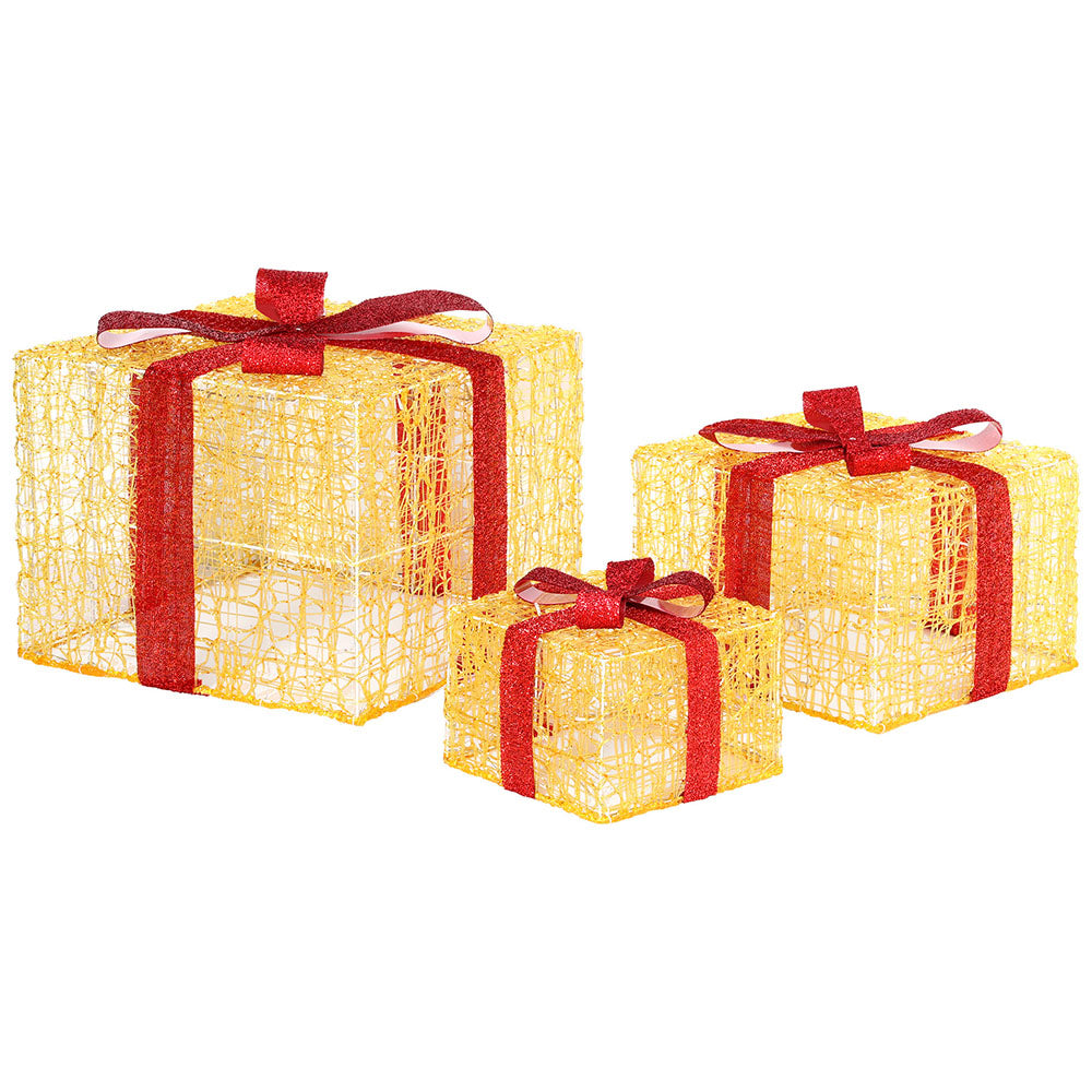 Jingle Jollys 3-Piece Christmas Gift Box LED Fairy Lights 240 Warm White