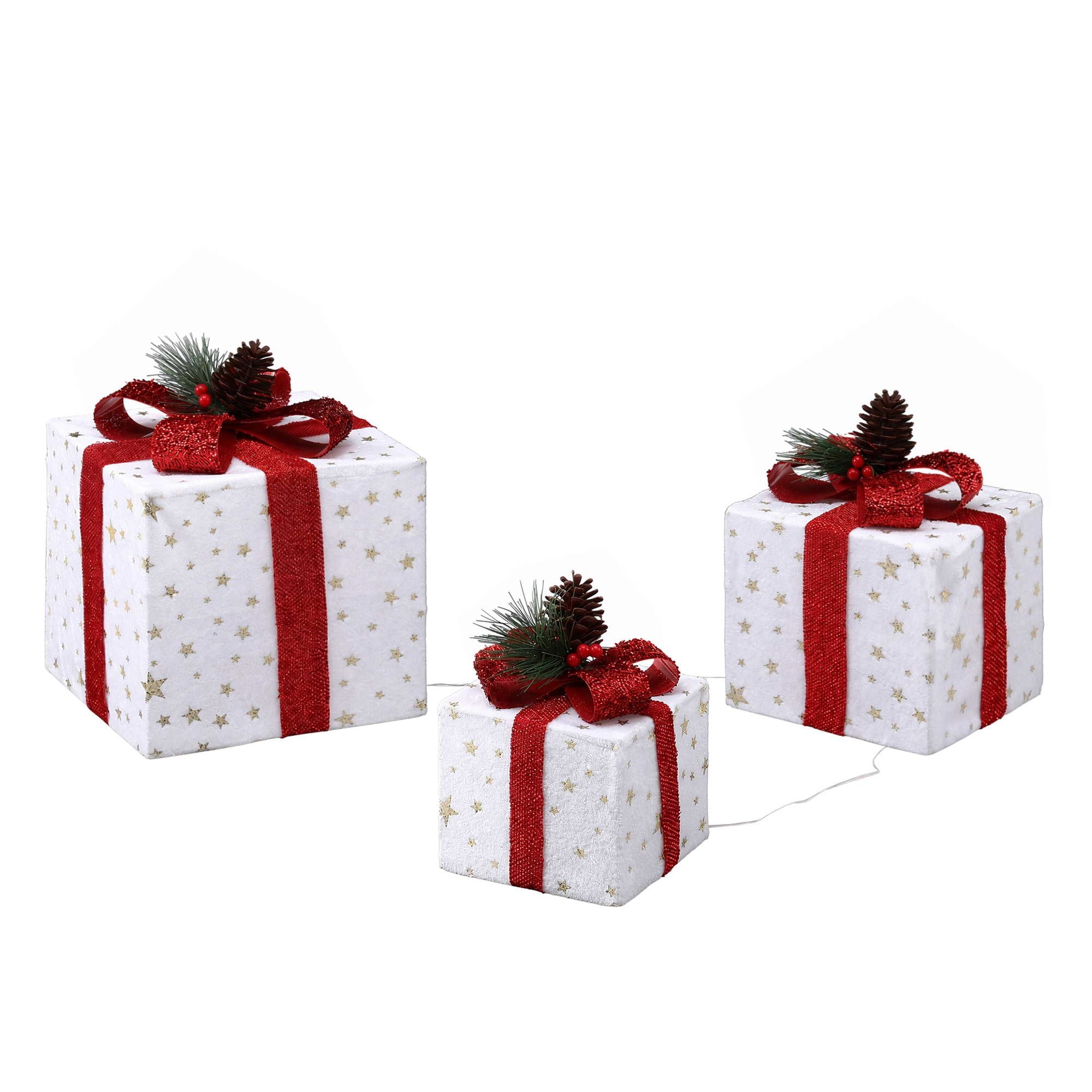 Jingle Jollys Christmas Decorations 3PC Lighted Gift Boxes Christmas Lights