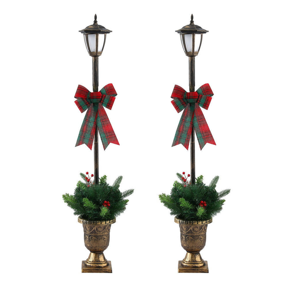Jingle Jollys Christmas Lamp Post 125cm Set of 2 with 50 LED Lights