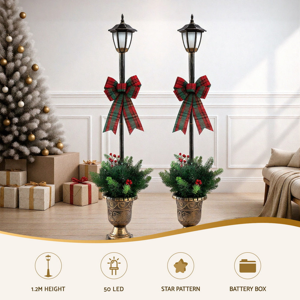 Jingle Jollys 125cm Christmas Lamp Post 50 LED Fairy Lights Warm White