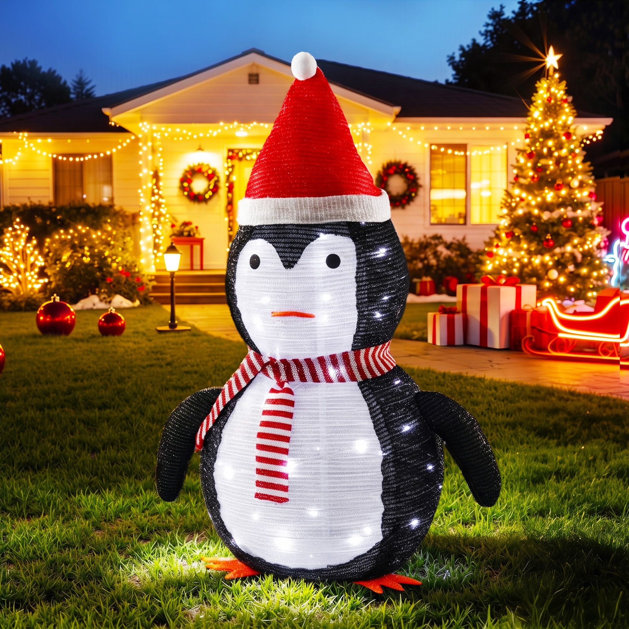 Jingle Jollys Christmas Penguin Light LED Christmas Decoration Pop Up Christmas Display 70cm