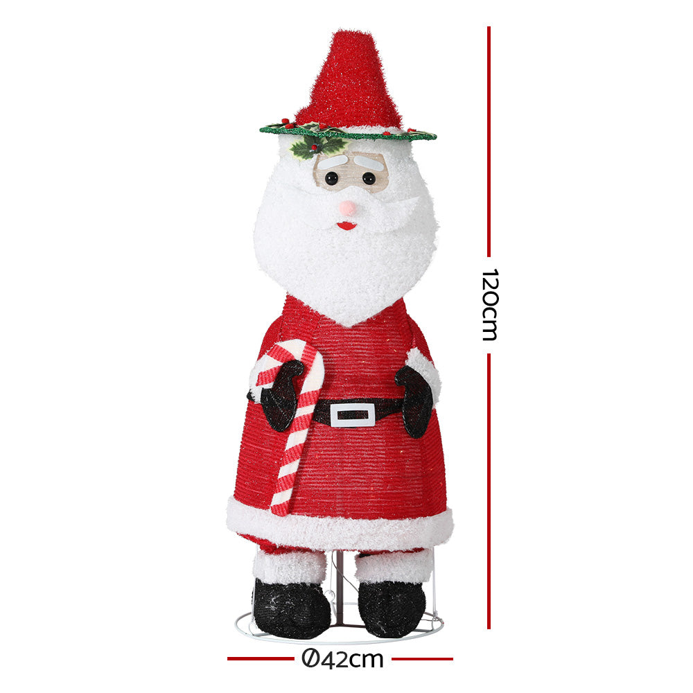 Jingle Jollys 120cm Fairy Light Santa 96 LED Christmas Decorations