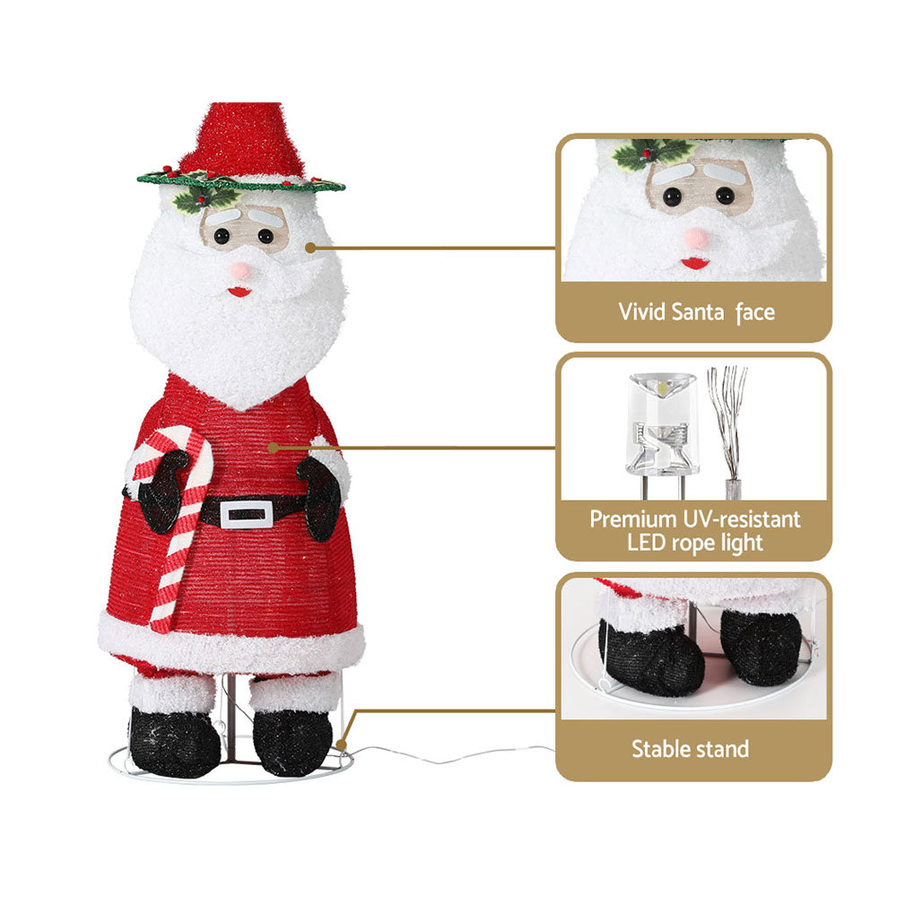Jingle Jollys 120cm Fairy Light Santa 96 LED Christmas Decorations