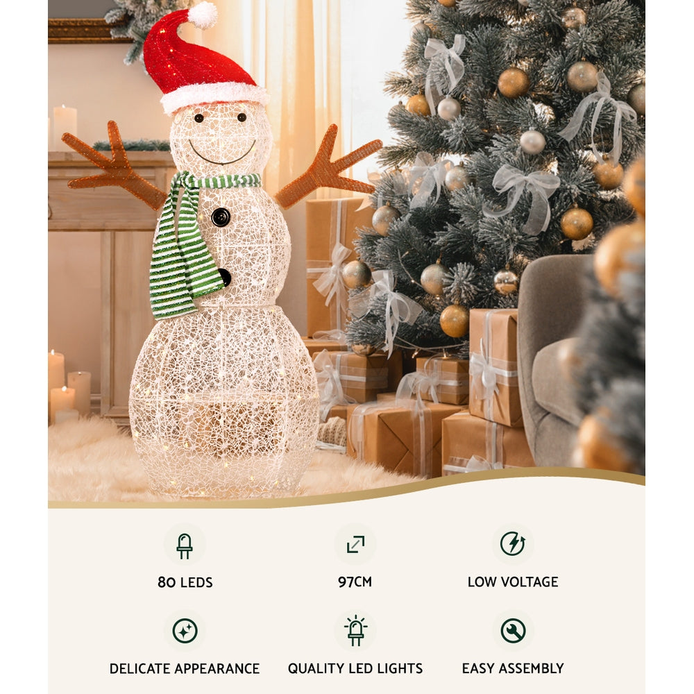 Jingle Jollys 0.97M Snowman 80 LED Christmas Lights Decorations