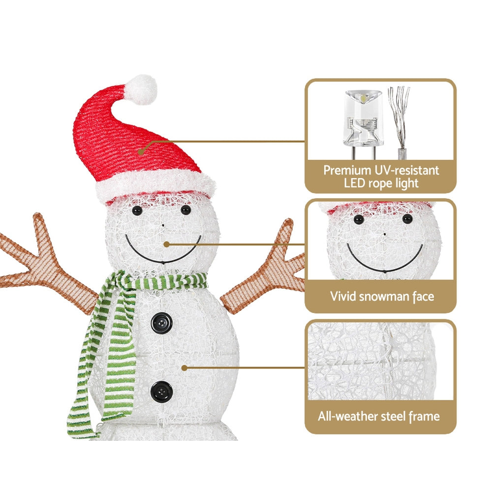 Jingle Jollys 0.97M Snowman 80 LED Christmas Lights Decorations