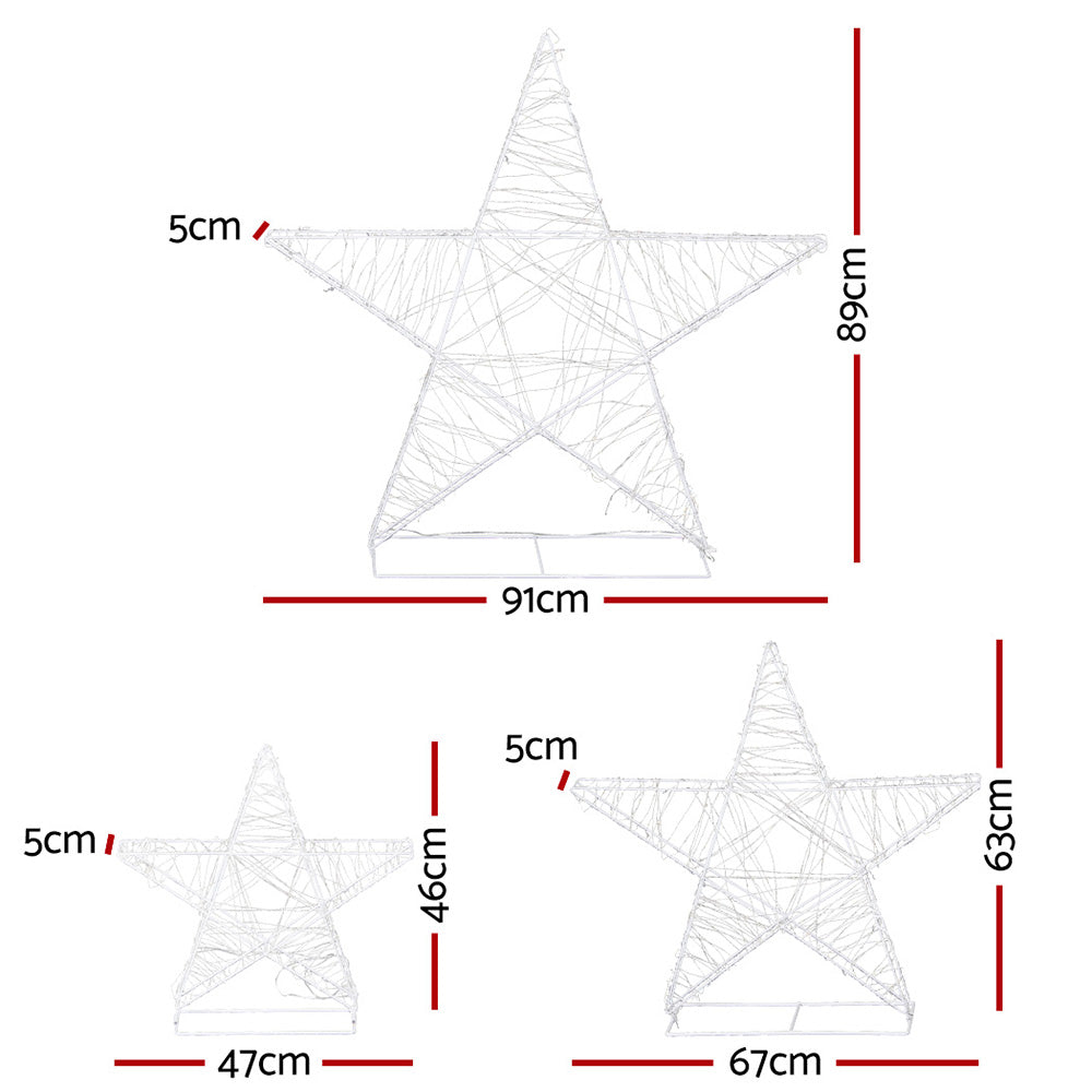 Jingle Jollys 3-Piece 900 LED Fairy Light Star Decorations