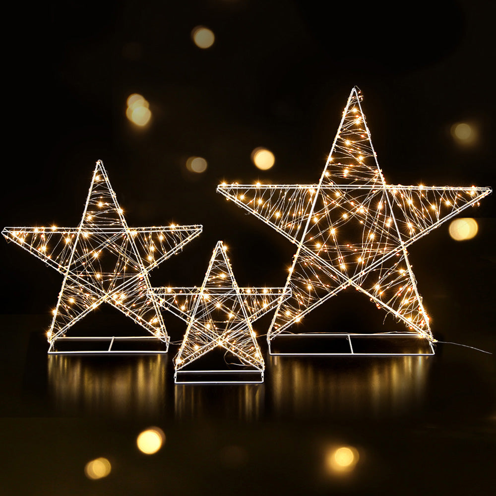 Jingle Jollys 3-Piece 900 LED Fairy Light Star Decorations