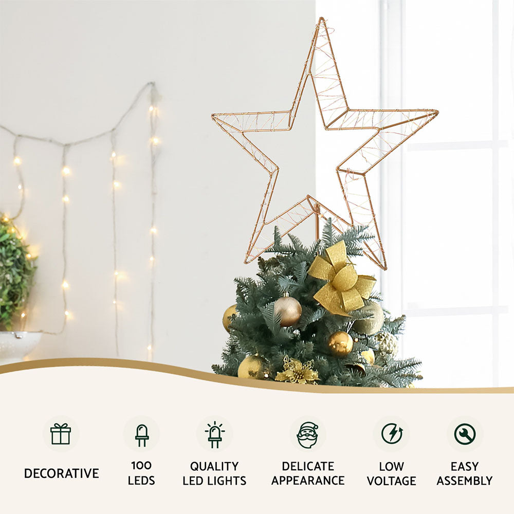 Jingle Jollys 100 LED Fairy Lights Star Garden Decoration Warm White