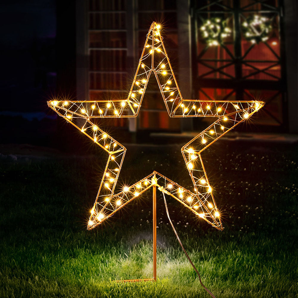 Jingle Jollys 100 LED Fairy Lights Star Garden Decoration Warm White