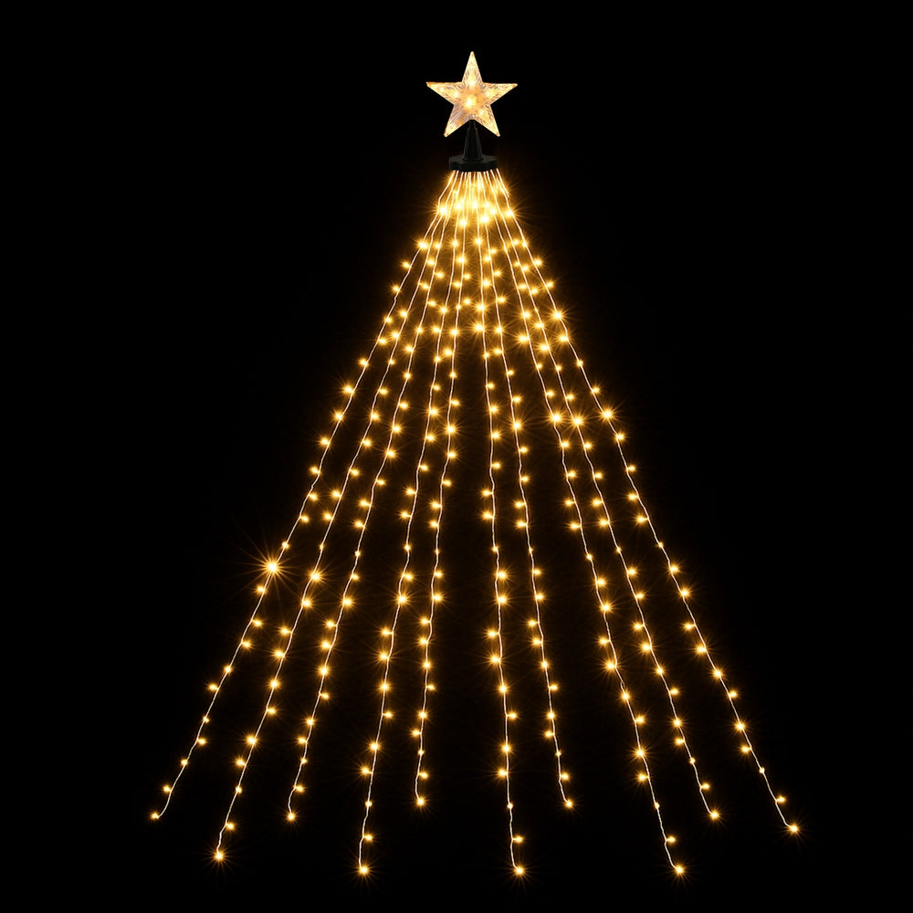 Jingle Jollys 2.5M Christmas Waterfall String Lights 300 LED Star Topper