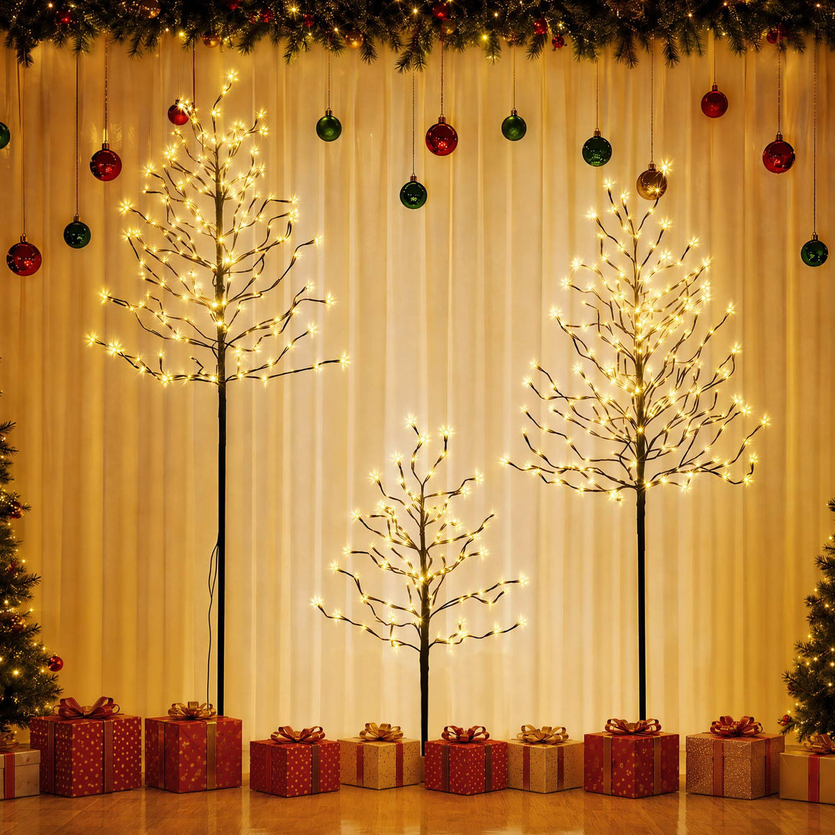 Jingle Jollys 3 Pack LED Christmas Tree Indoor Outdoor Warm White