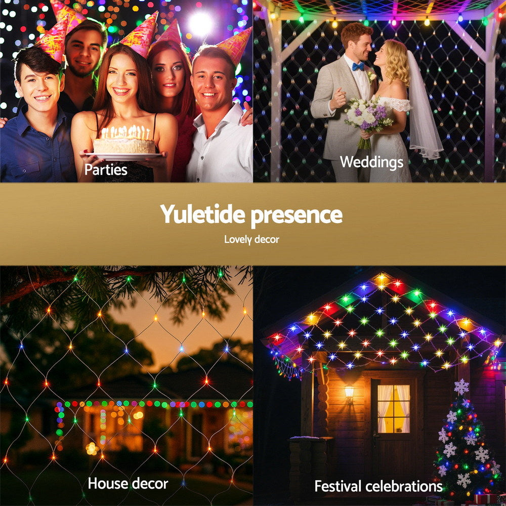Jingle Jollys 5Mx3M Net String Lights 600 LED Colourful Beads