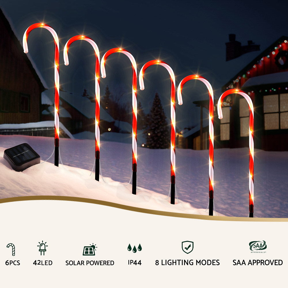 Jingle Jollys 6-Piece LED Path Lights Warm-White Solar Christmas Decorations