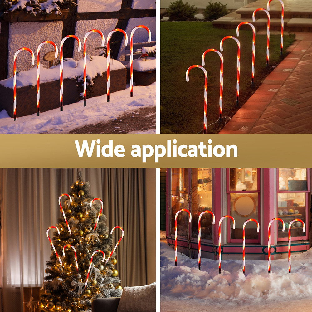 Jingle Jollys 6-Piece LED Path Lights Warm-White Solar Christmas Decorations
