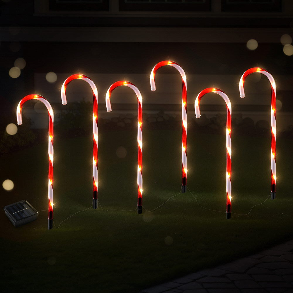 Jingle Jollys 6-Piece LED Path Lights Warm-White Solar Christmas Decorations