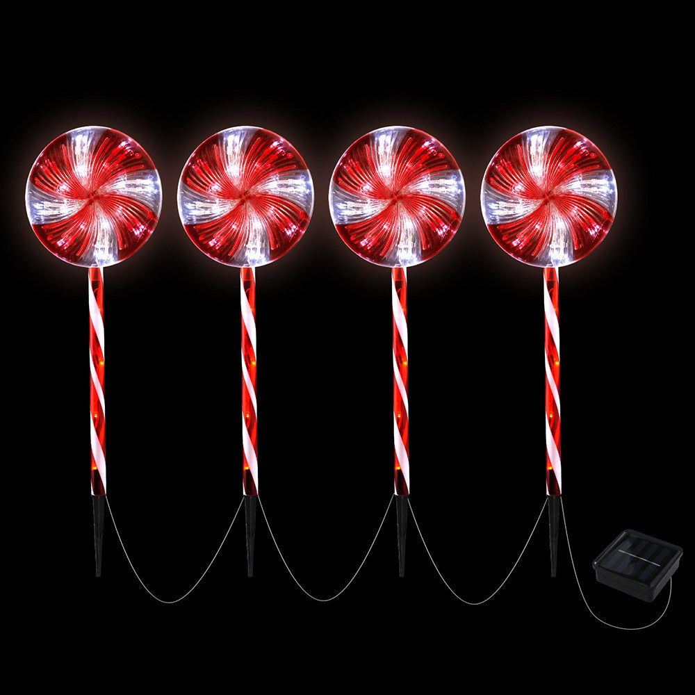 Jingle Jollys 112 LED Pathway Christmas Lights Solar-Powered Cold-White