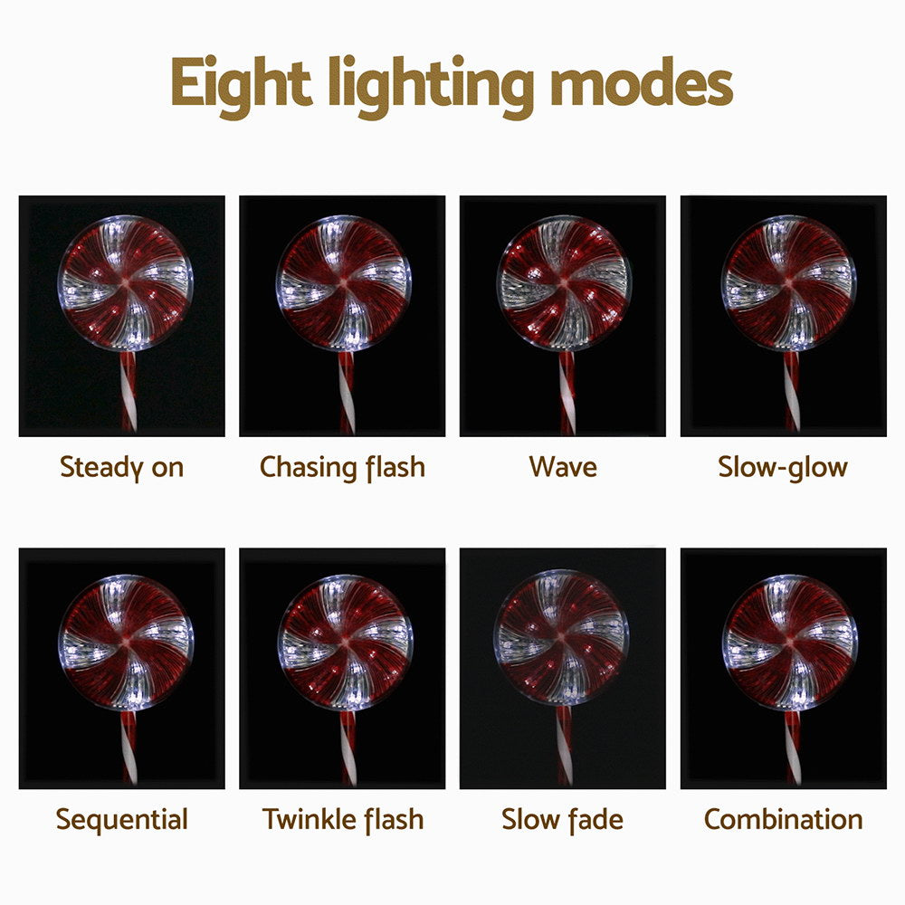 Jingle Jollys 112 LED Pathway Christmas Lights Solar-Powered Cold-White