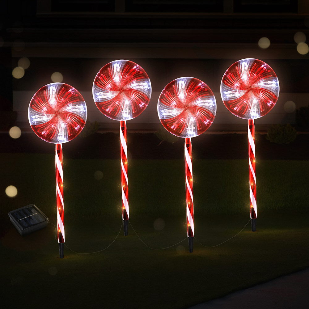 Jingle Jollys 112 LED Pathway Christmas Lights Solar-Powered Cold-White