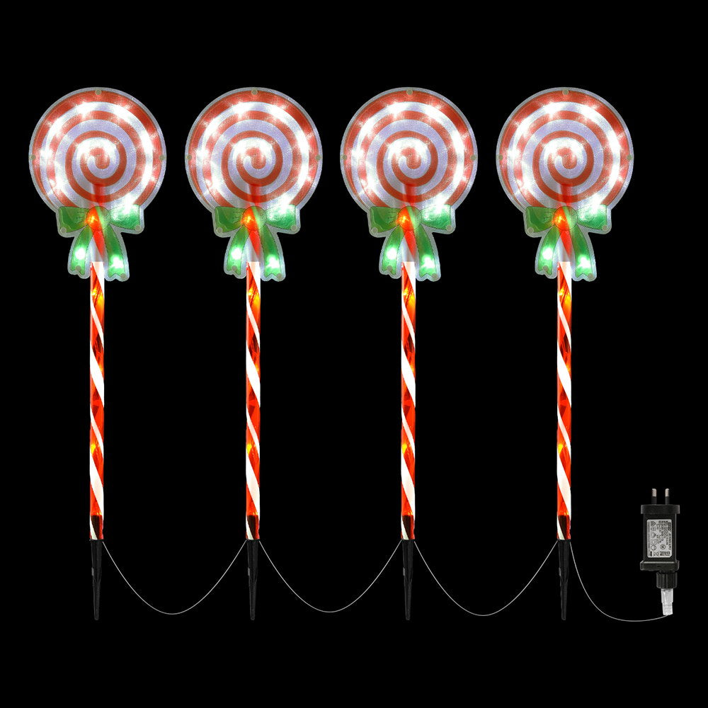 Jingle Jollys LED Christmas Path Lights 68 Cold-White Garden Decorations 4 Pack