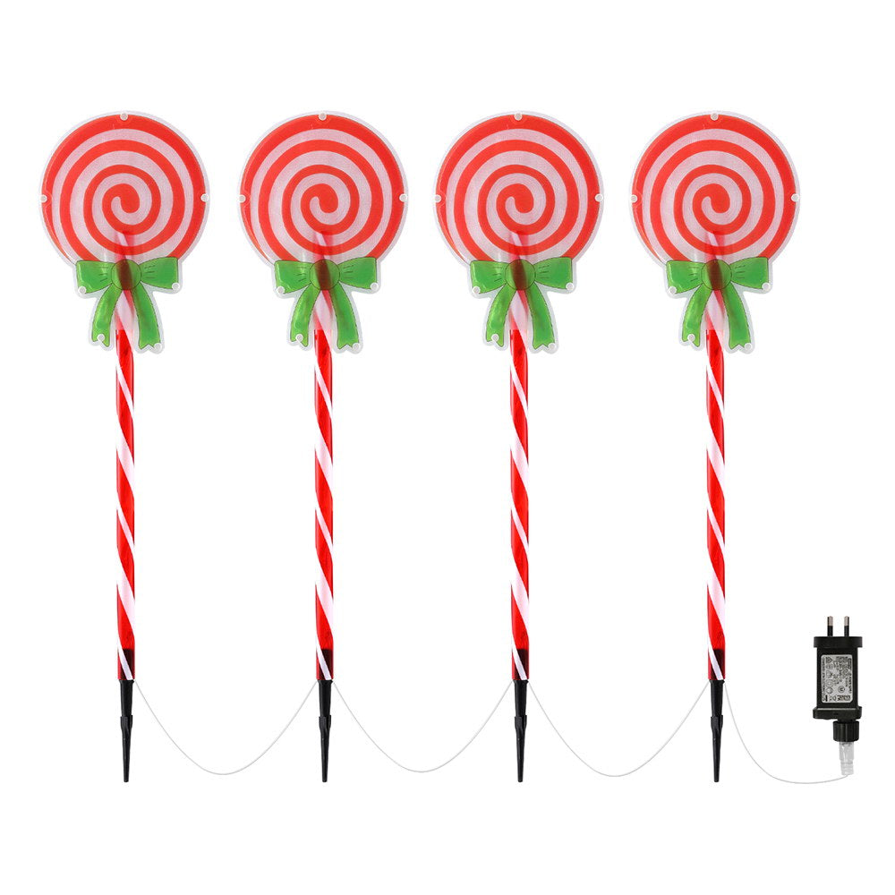 Jingle Jollys LED Christmas Path Lights 68 Cold-White Garden Decorations 4 Pack
