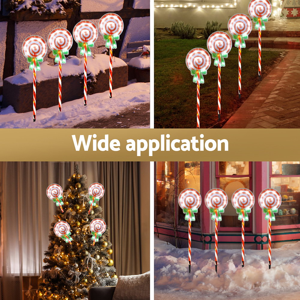 Jingle Jollys LED Christmas Path Lights 68 Cold-White Garden Decorations 4 Pack