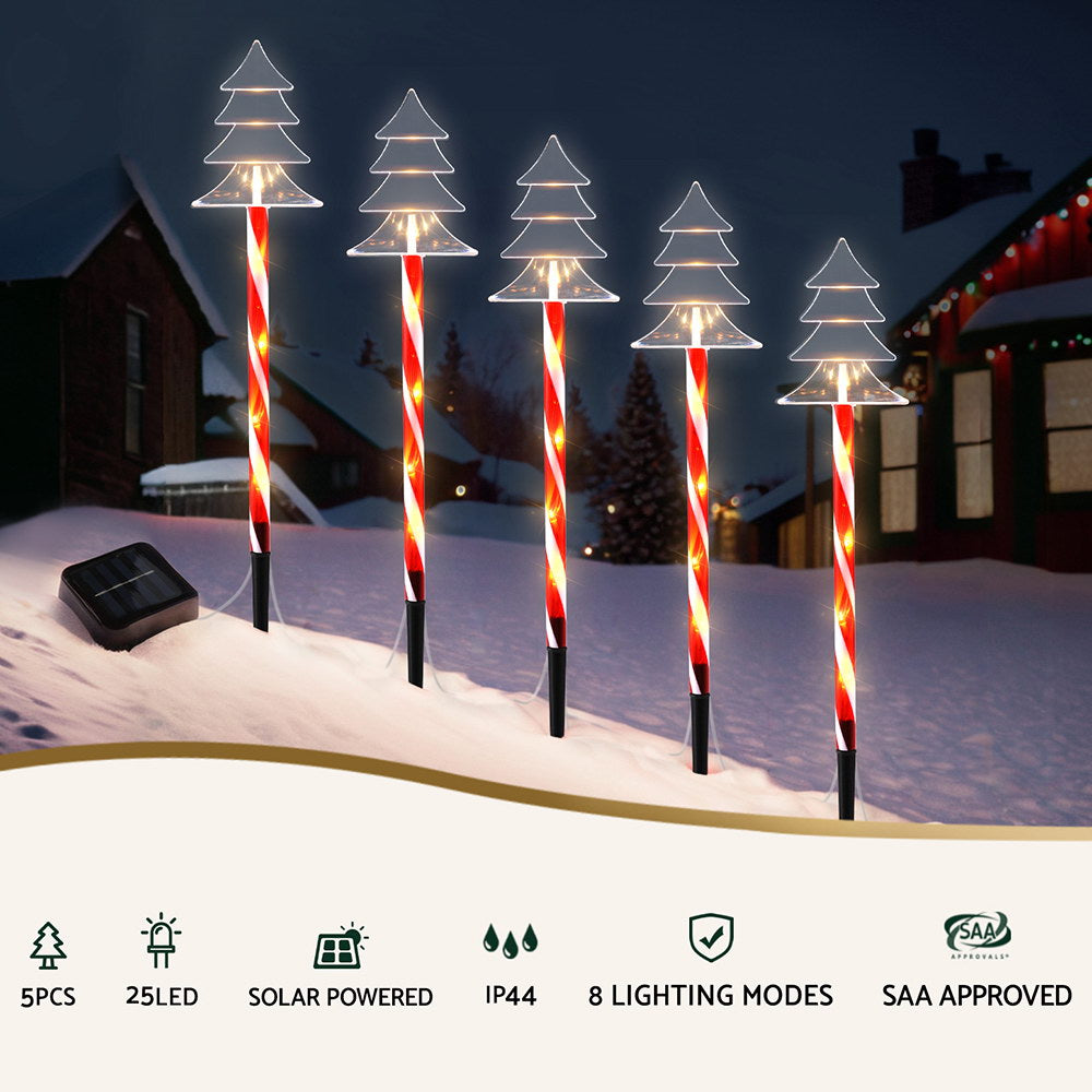 Jingle Jollys 5-Piece LED Path Lights Christmas Garden Decorations Warm-White