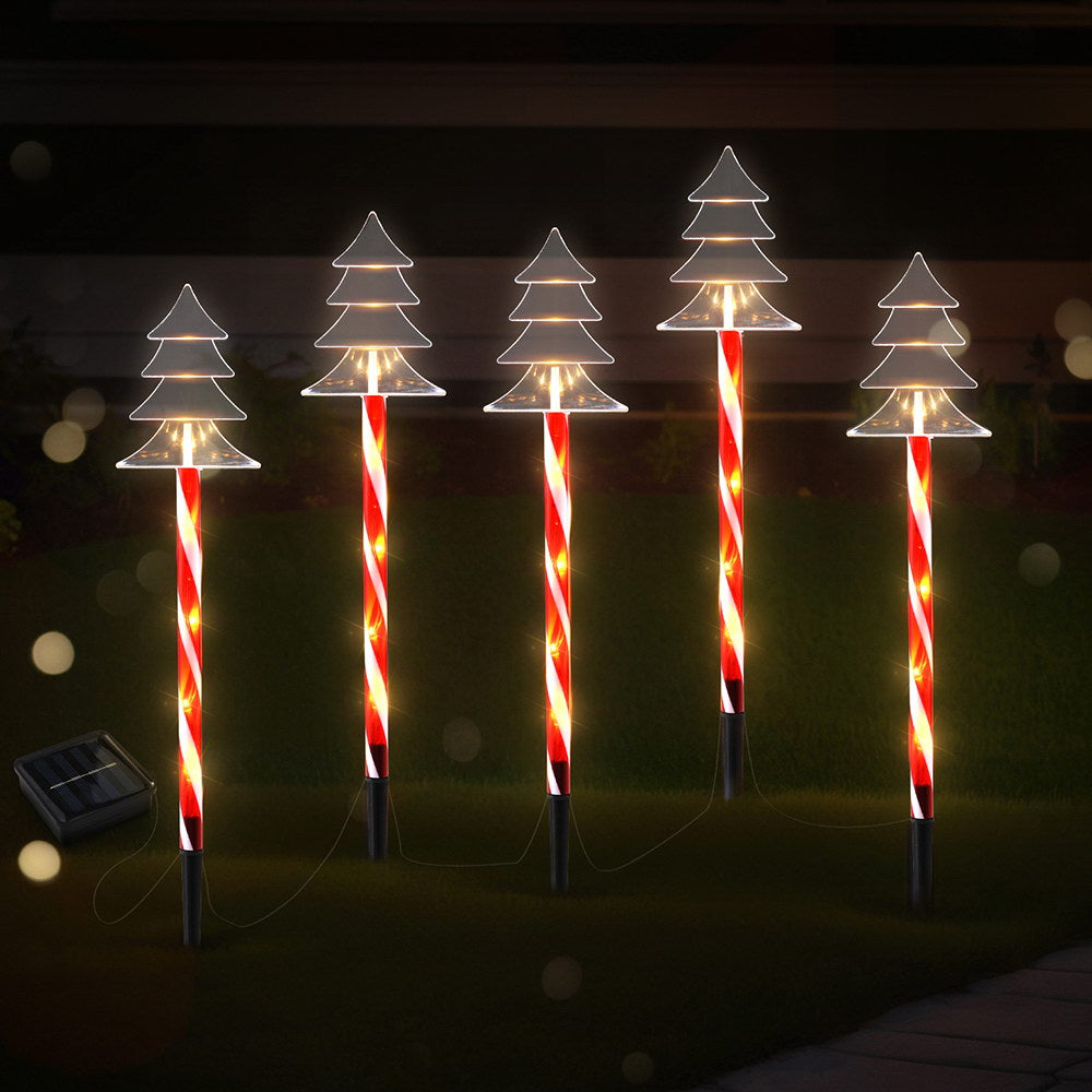 Jingle Jollys 5-Piece LED Path Lights Christmas Garden Decorations Warm-White