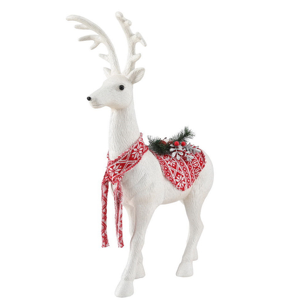 Jingle Jollys 80cm Christmas Reindeer Ornament White Glitter Deer