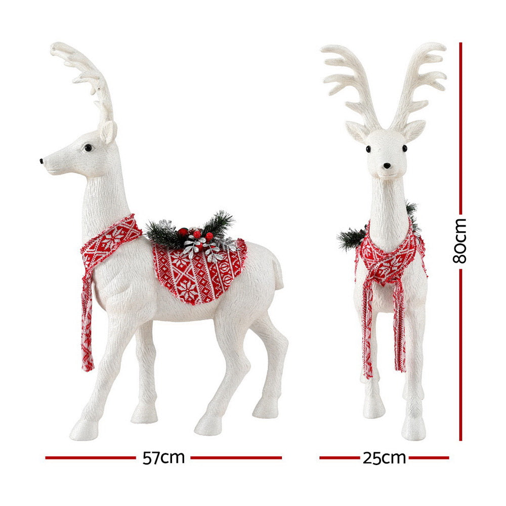 Jingle Jollys 80cm Christmas Reindeer Ornament White Glitter Deer