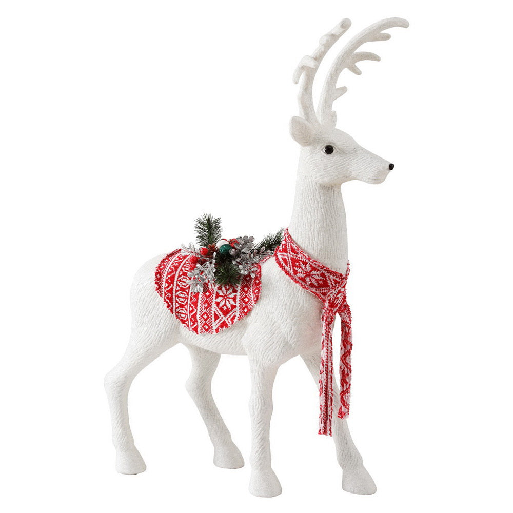 Jingle Jollys 80cm Christmas Reindeer Ornament White Glitter Deer