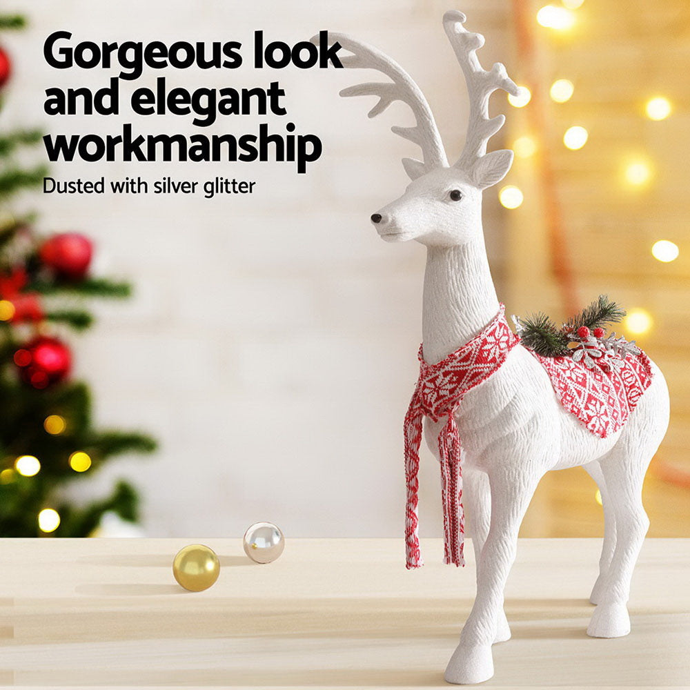Jingle Jollys 80cm Christmas Reindeer Ornament White Glitter Deer