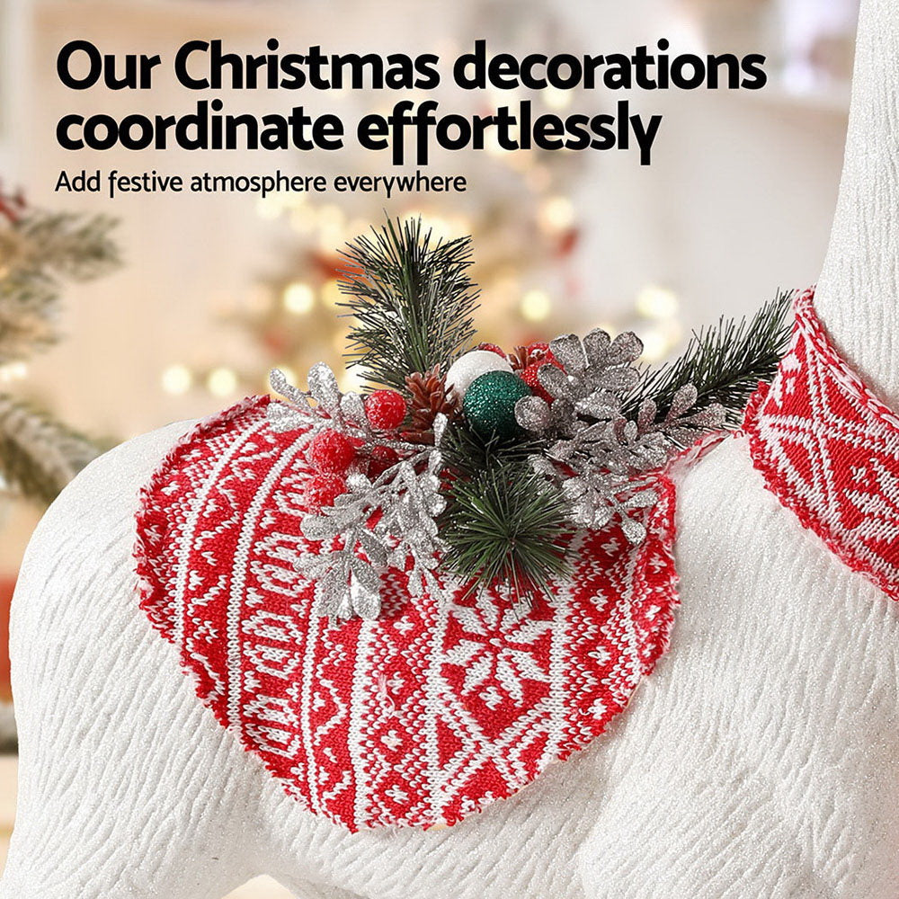 Jingle Jollys 80cm Christmas Reindeer Ornament White Glitter Deer