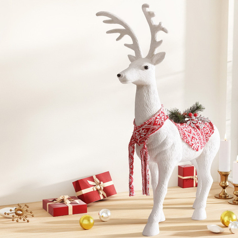 Jingle Jollys 80cm Christmas Reindeer Ornament White Glitter Deer