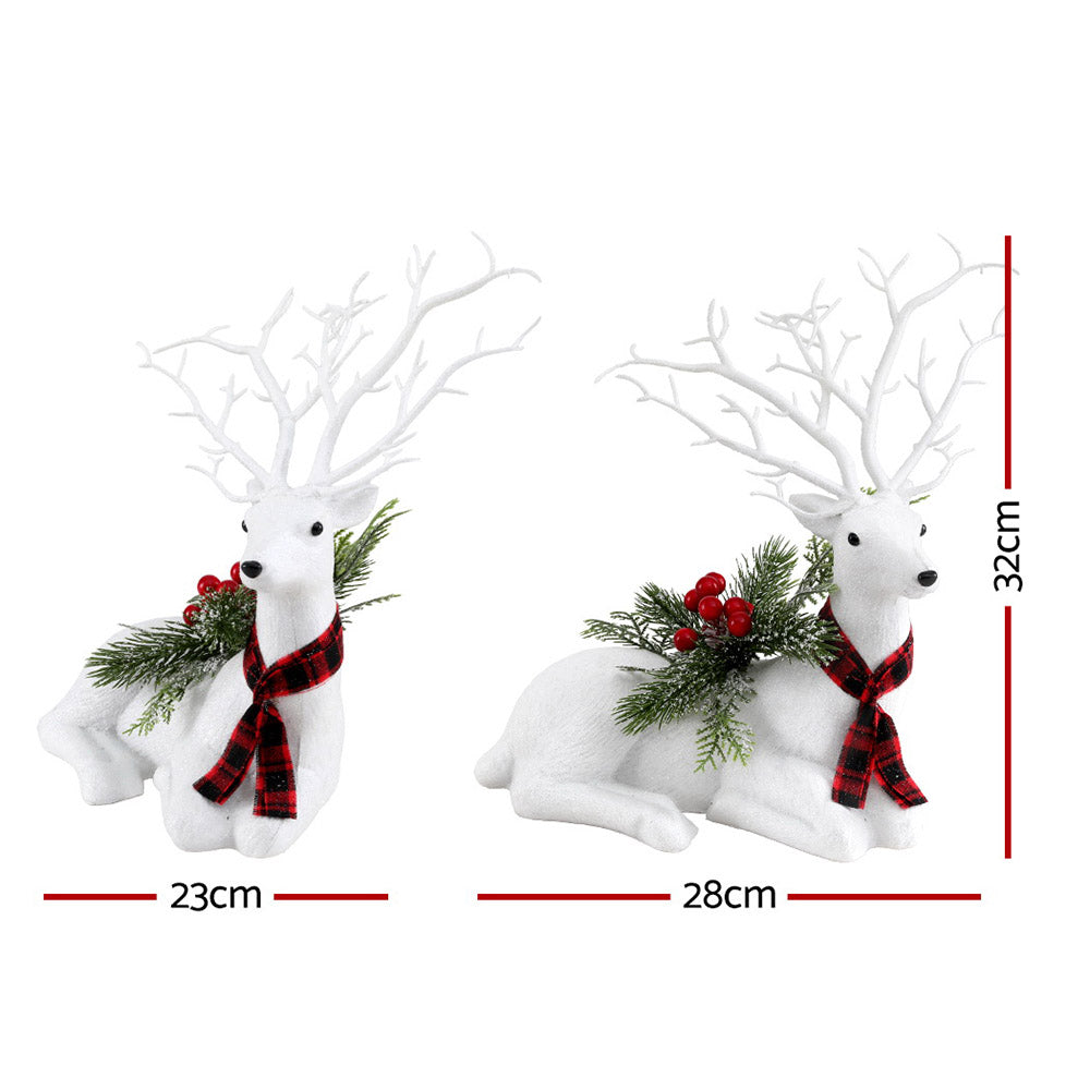 Jingle Jollys 32cm Christmas Reindeer Glitter Ornament White