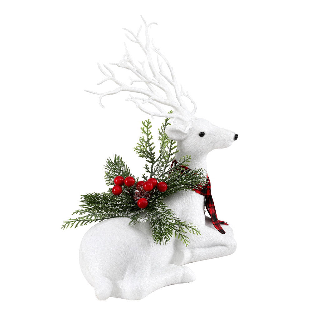Jingle Jollys 32cm Christmas Reindeer Glitter Ornament White